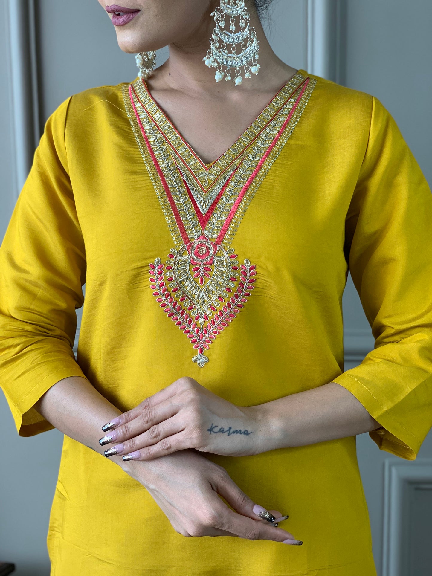 Elegant Chanderi Kurti Set