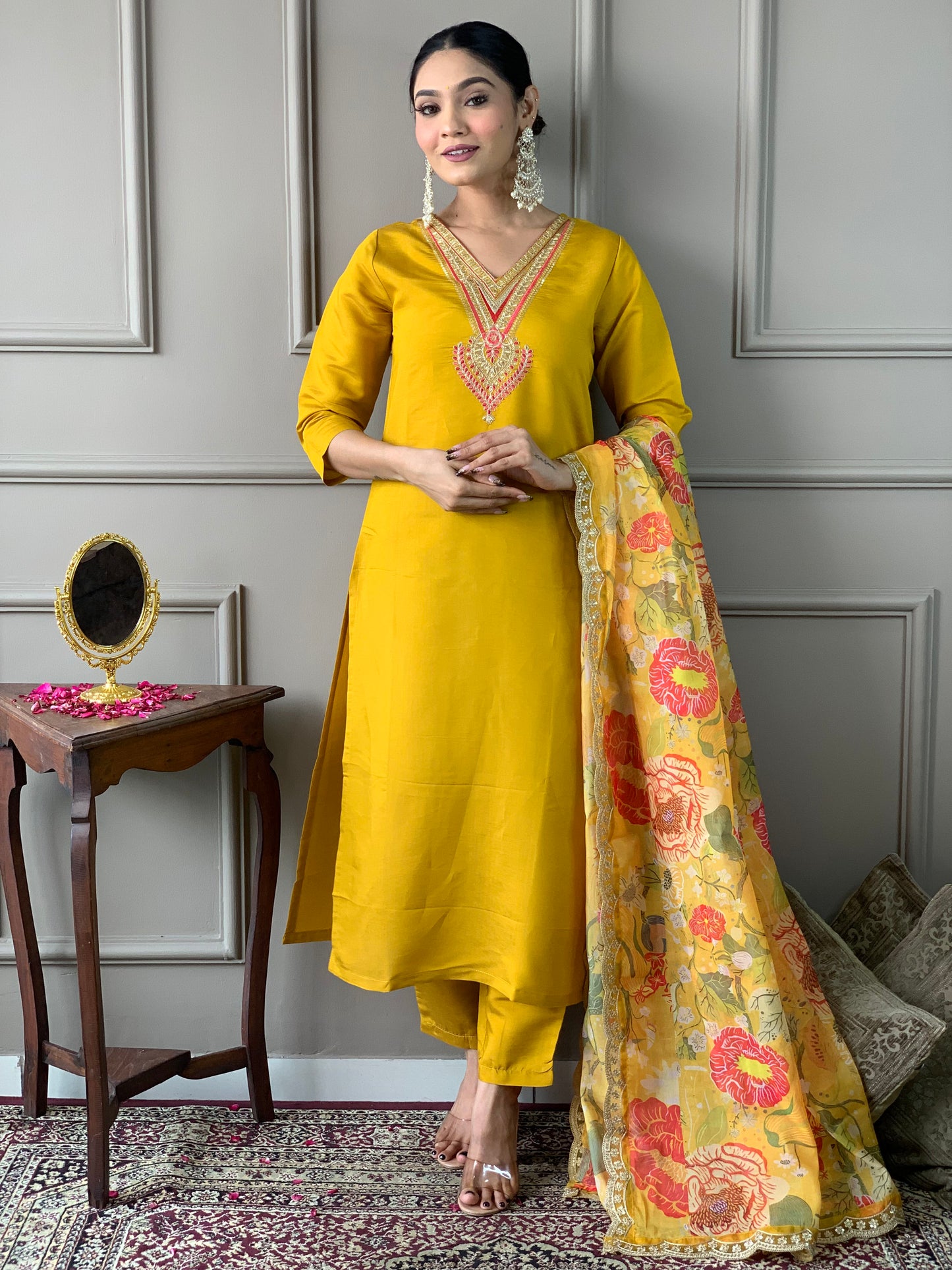 Elegant Chanderi Kurti Set