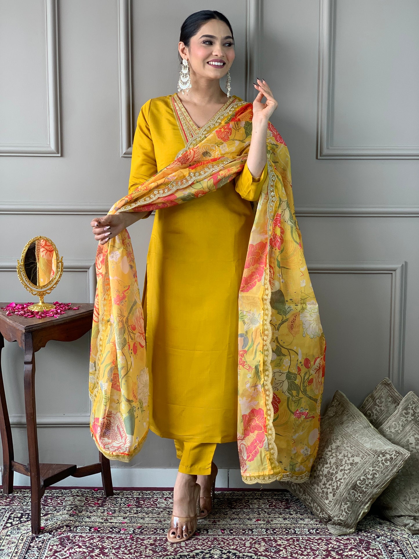 Elegant Chanderi Kurti Set