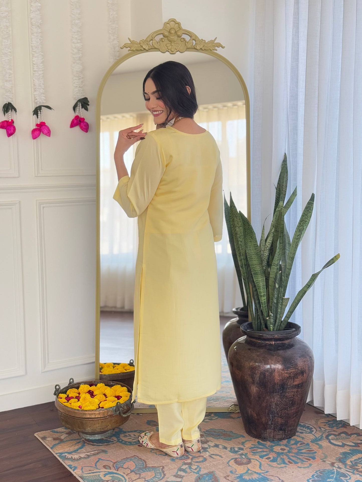 KERVI Chanderi Jaquard Kurti Set