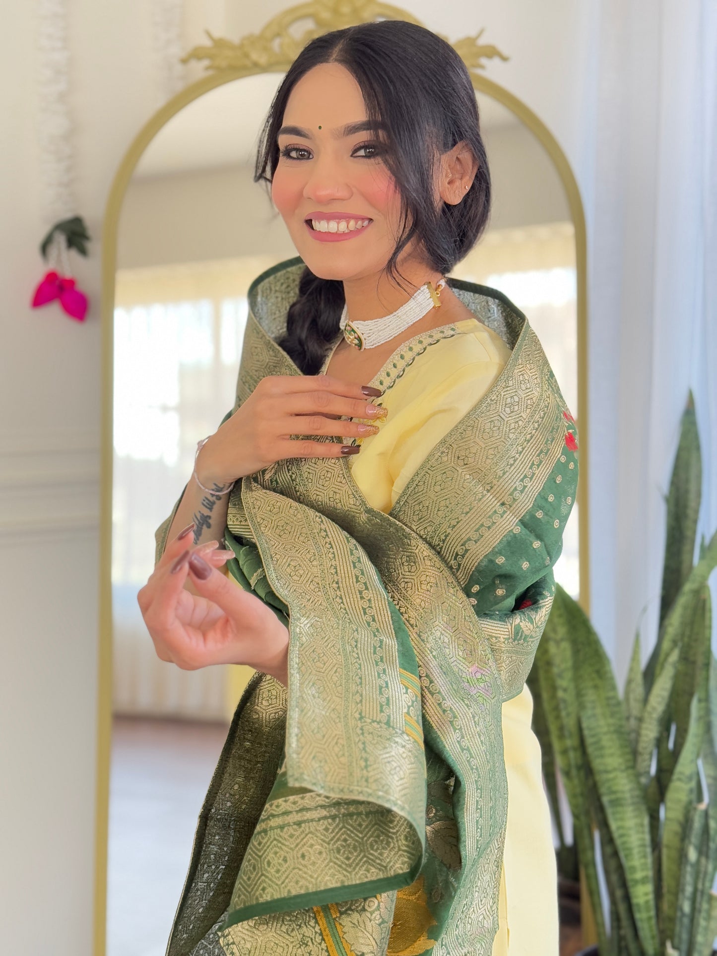 KERVI Chanderi Jaquard Kurti Set