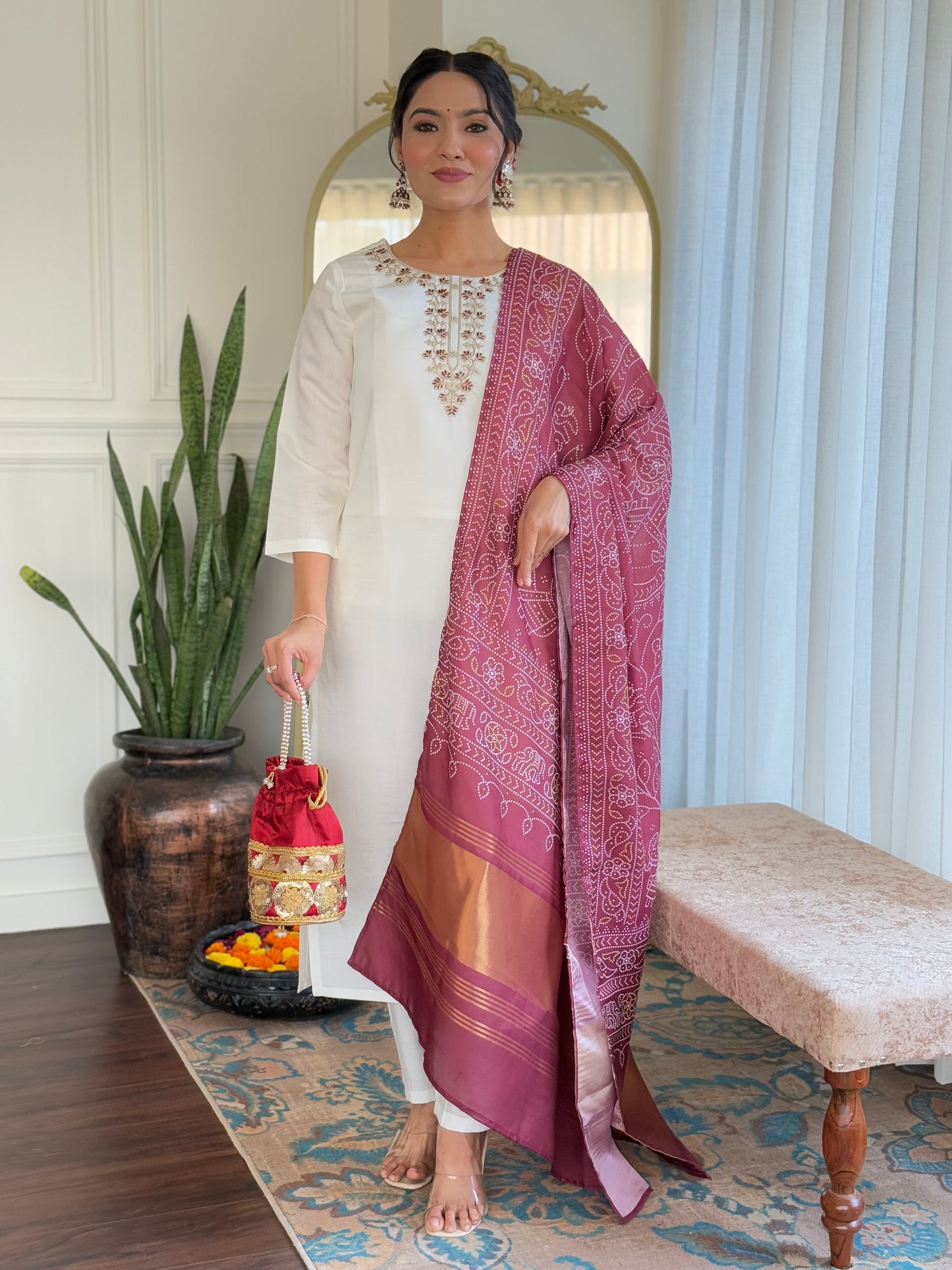MANVI Silk Festive Kurti Set