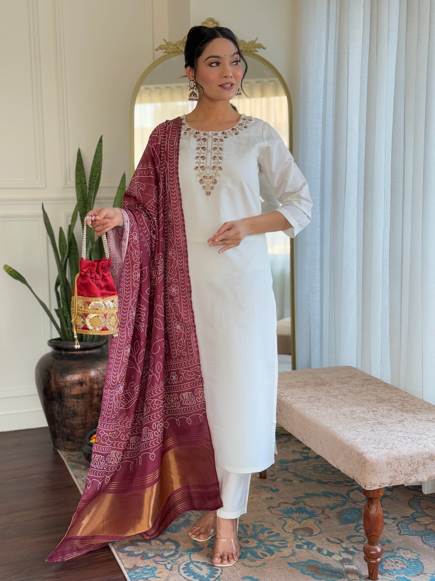 MANVI Silk Festive Kurti Set