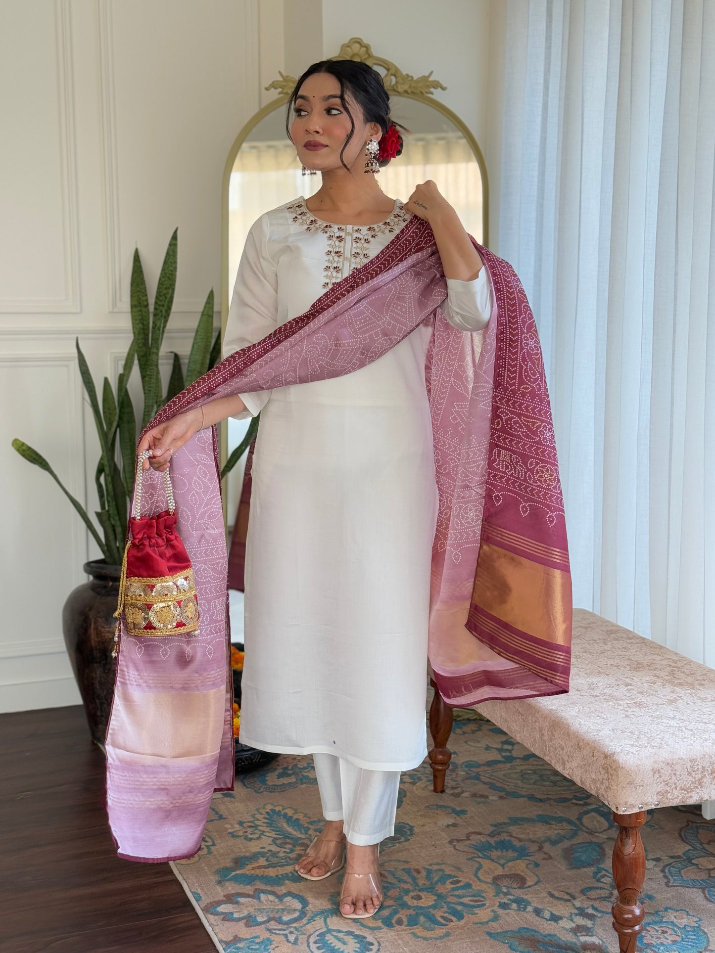 MANVI Silk Festive Kurti Set