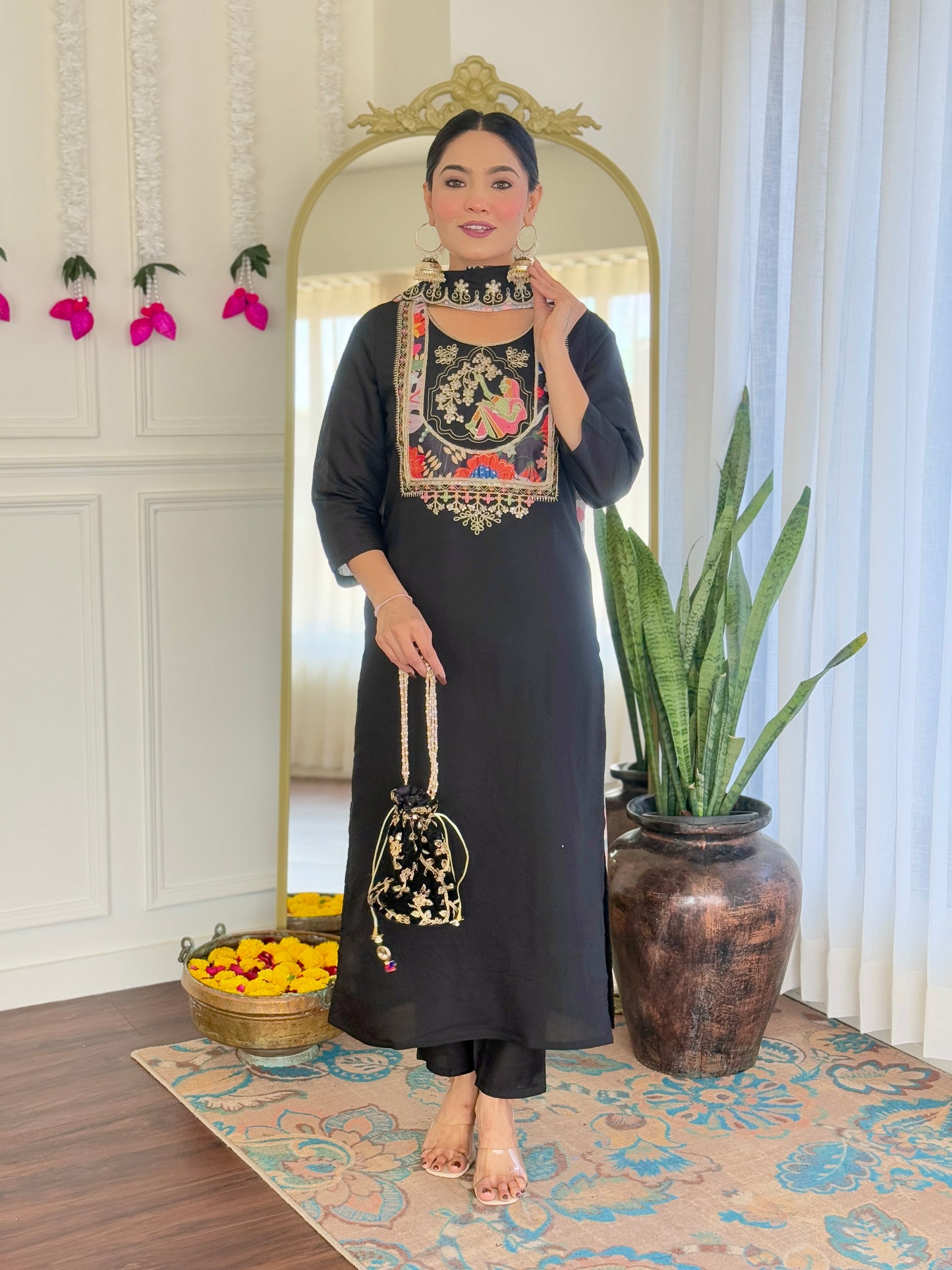 NARI Chanderi Silk Kurti Set