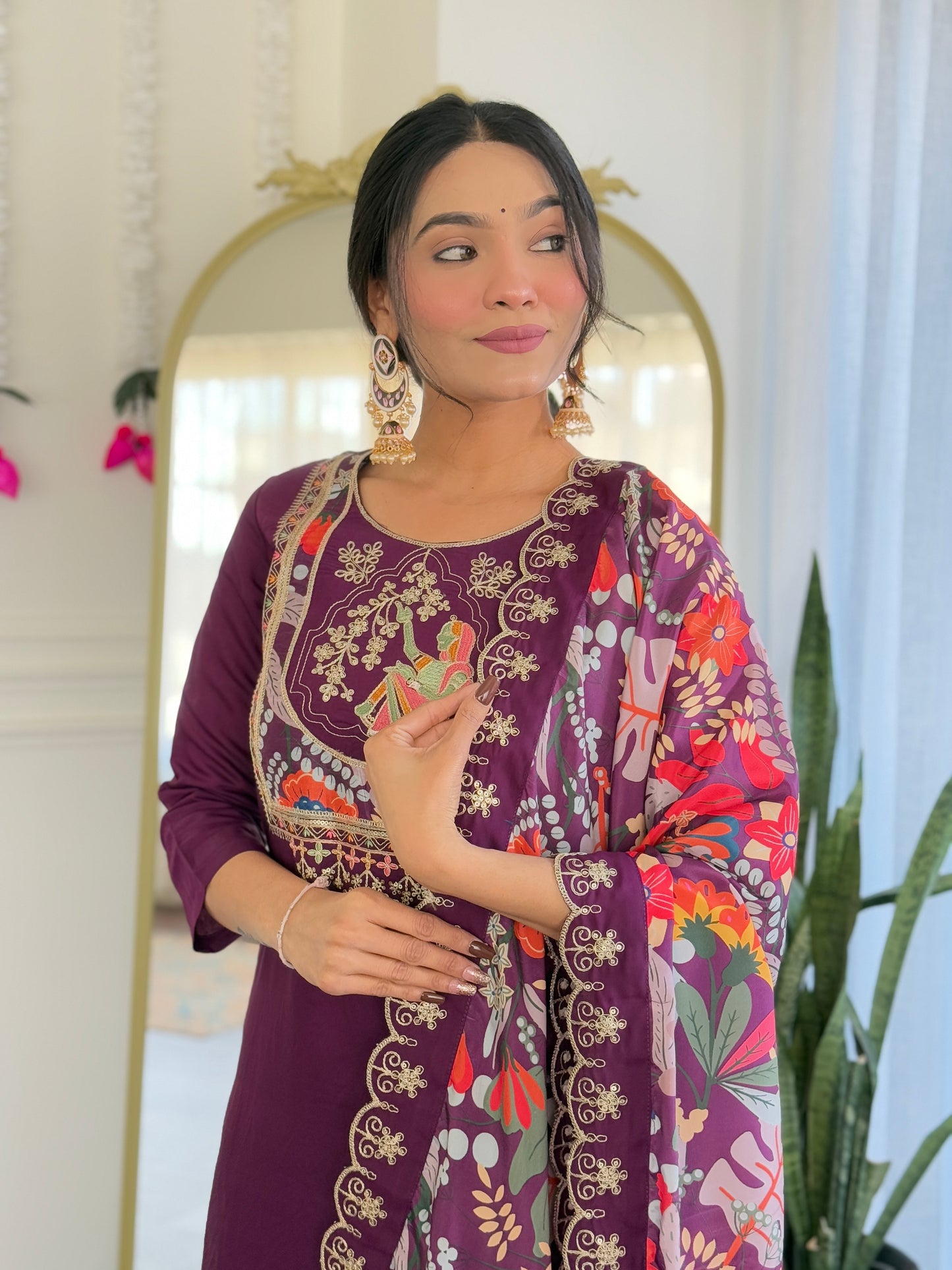 NARI Chanderi Silk Kurti Set
