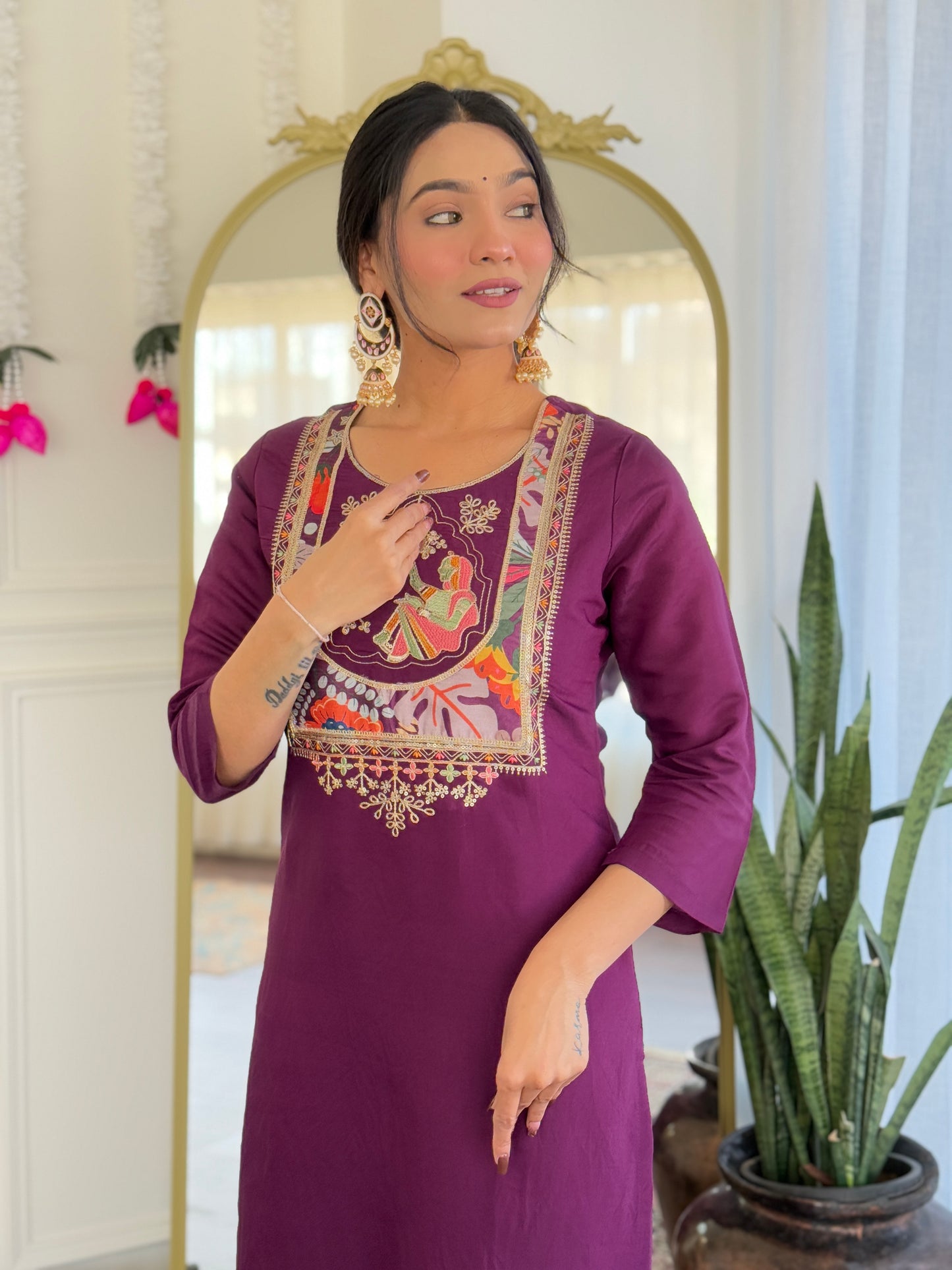 NARI Chanderi Silk Kurti Set