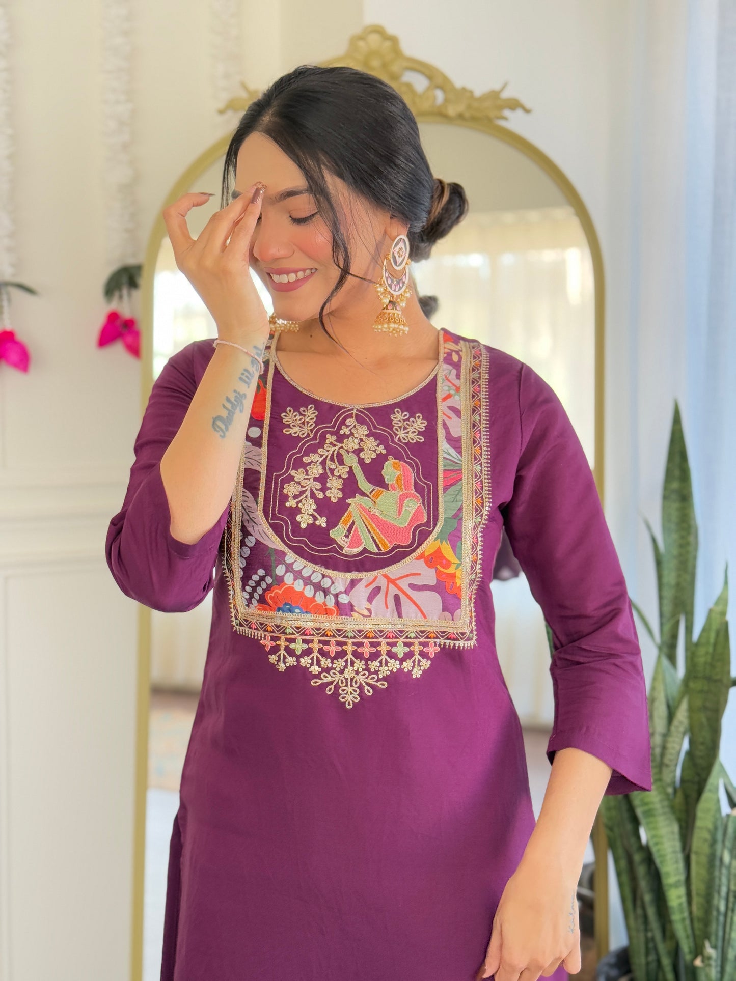 NARI Chanderi Silk Kurti Set