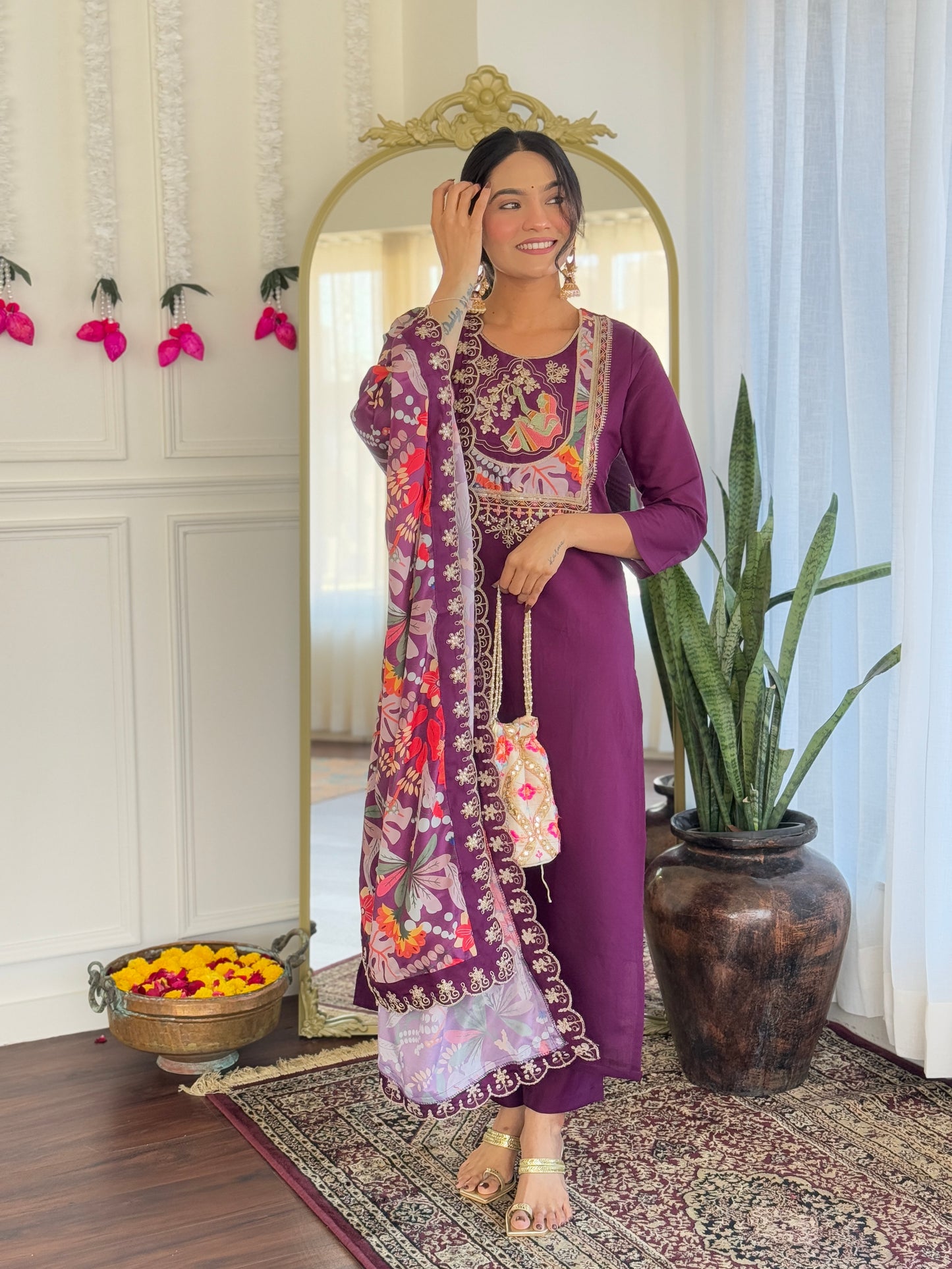 NARI Chanderi Silk Kurti Set