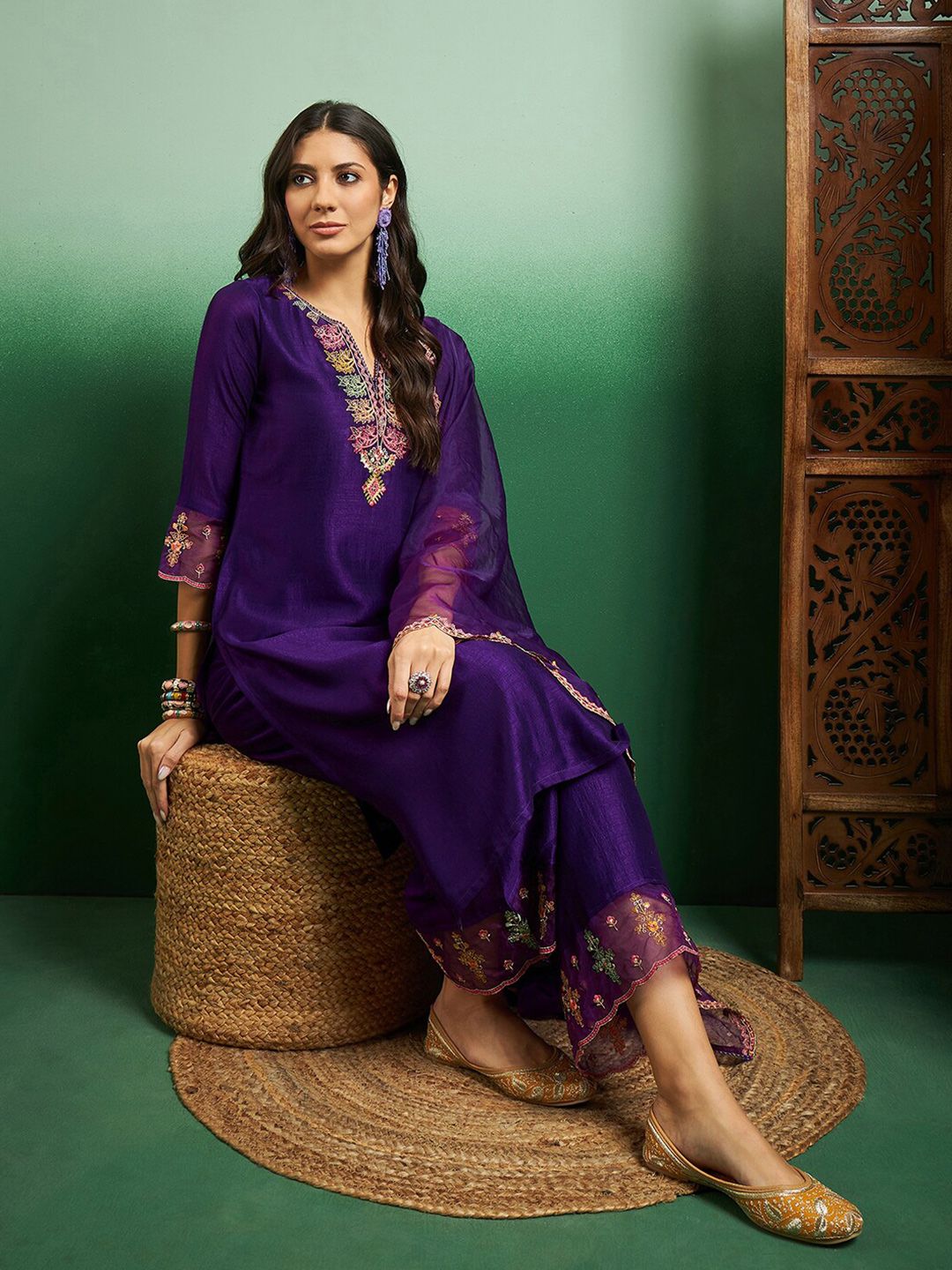 RADHIKA Chanderi Organza Kurti Set