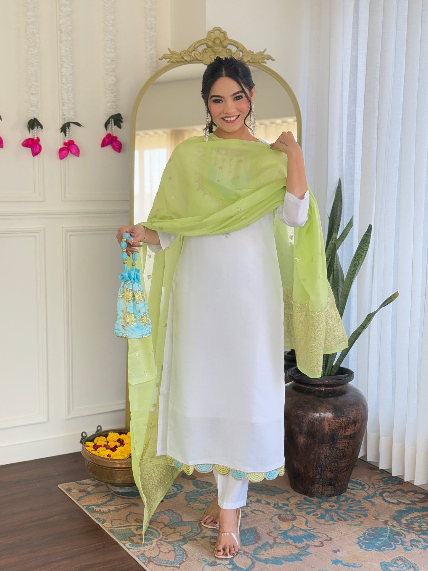 SHIVANGI Chanderi Jaquard Kurti Set