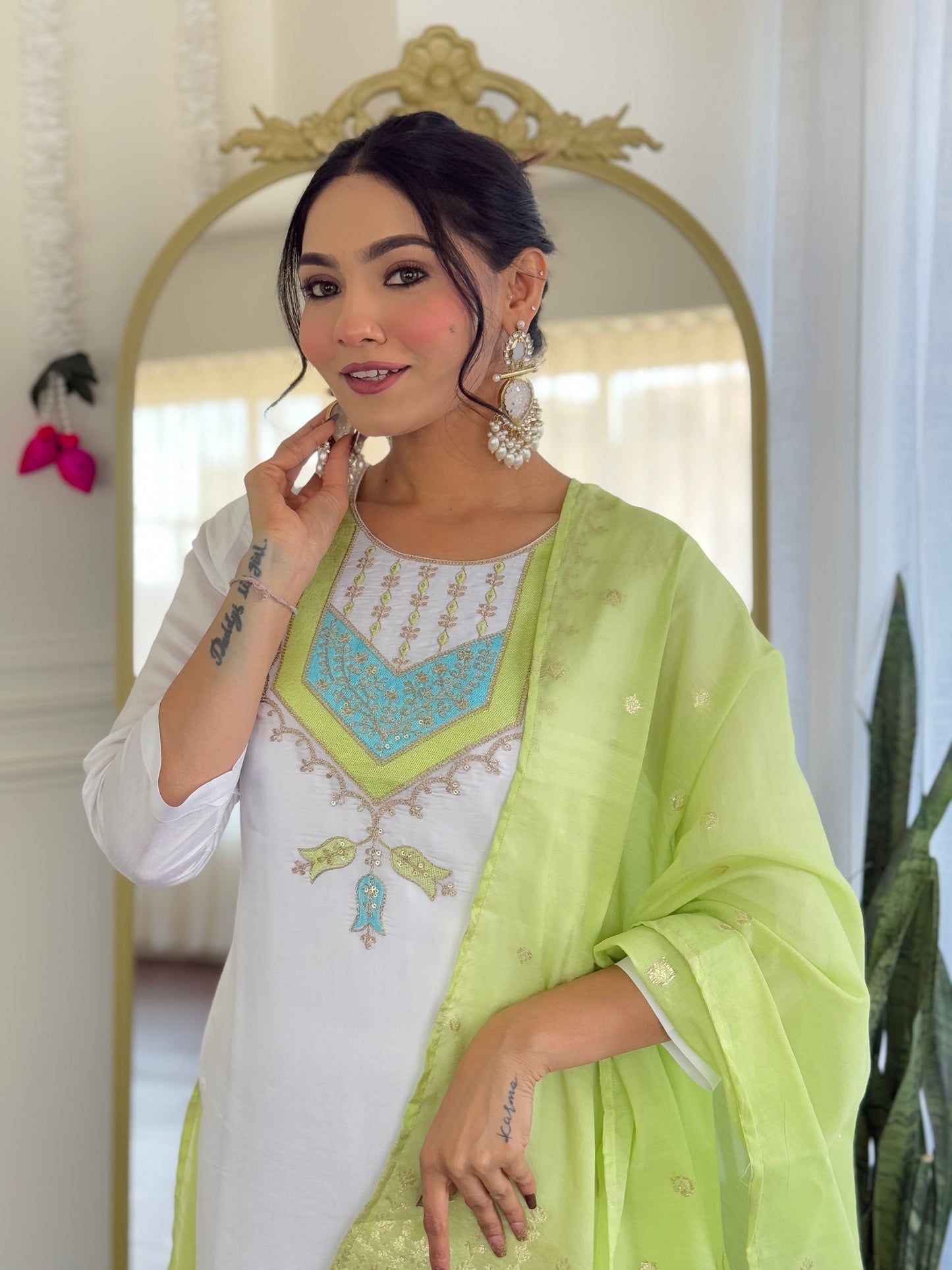 SHIVANGI Chanderi Jaquard Kurti Set