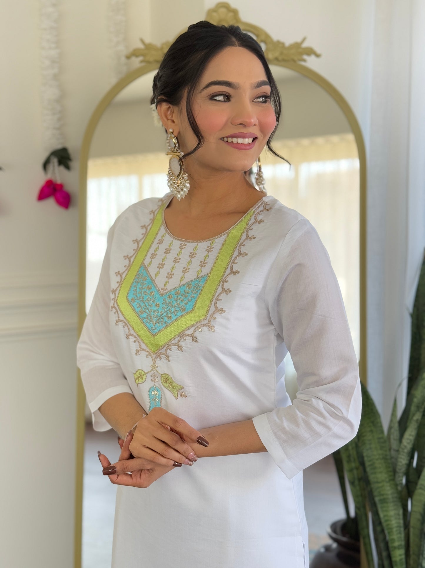 SHIVANGI Chanderi Jaquard Kurti Set
