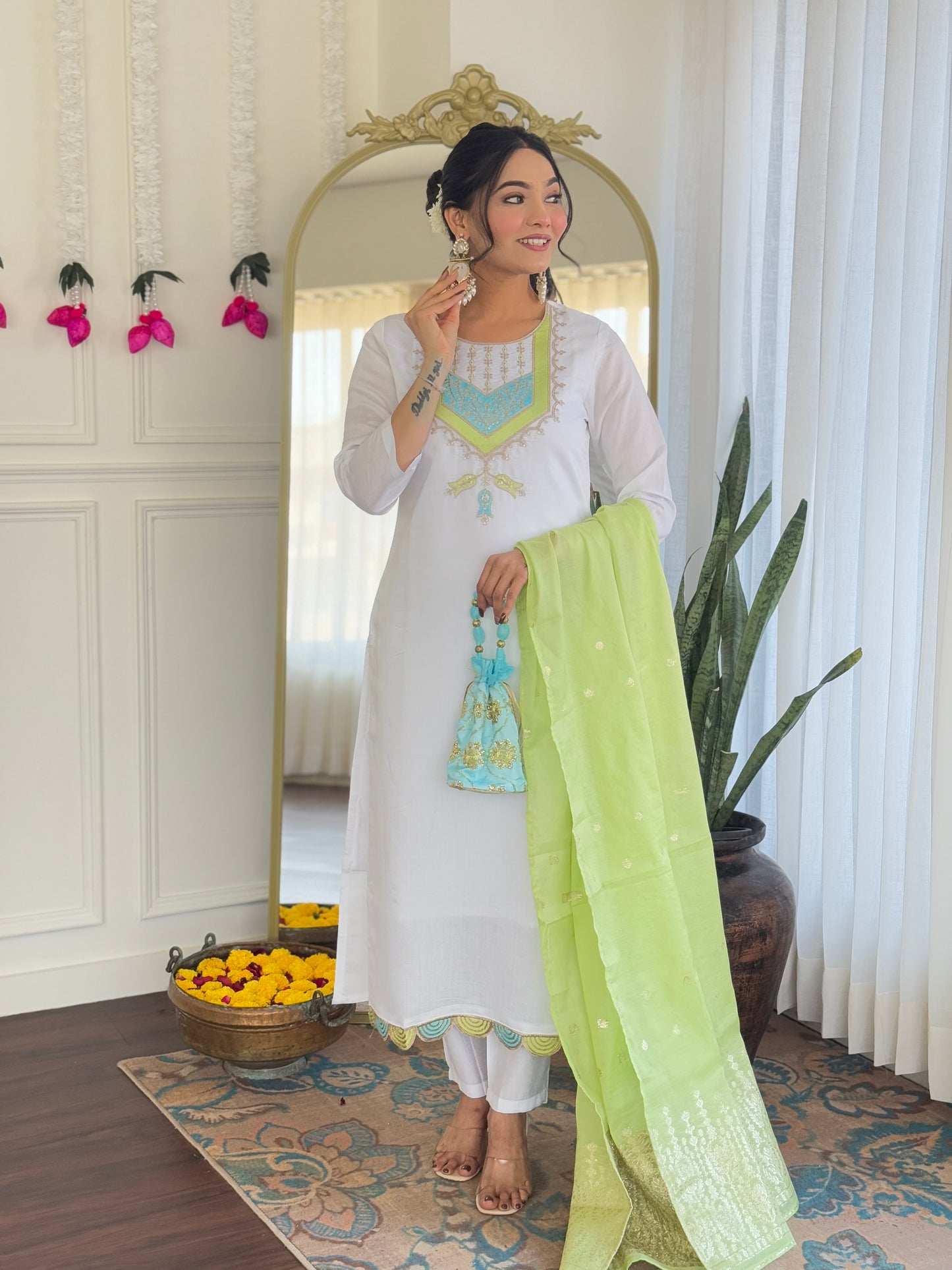 SHIVANGI Chanderi Jaquard Kurti Set