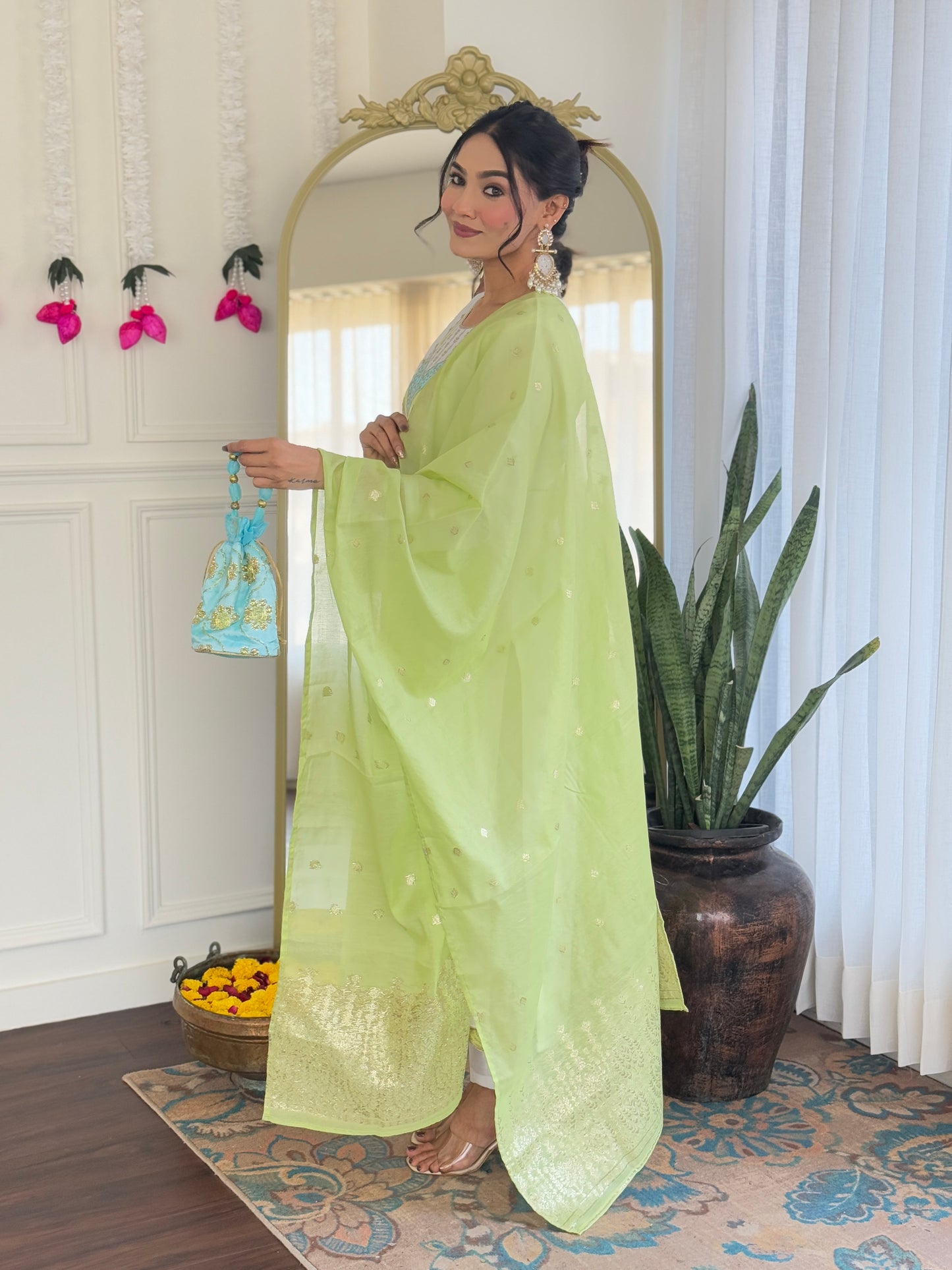 SHIVANGI Chanderi Jaquard Kurti Set