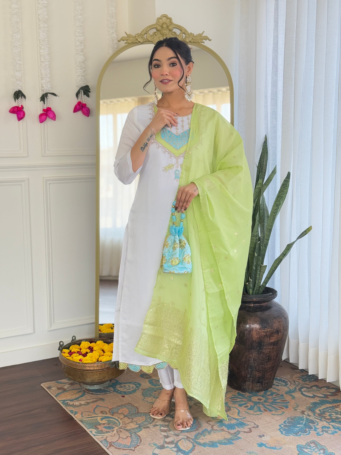 SHIVANGI Chanderi Jaquard Kurti Set