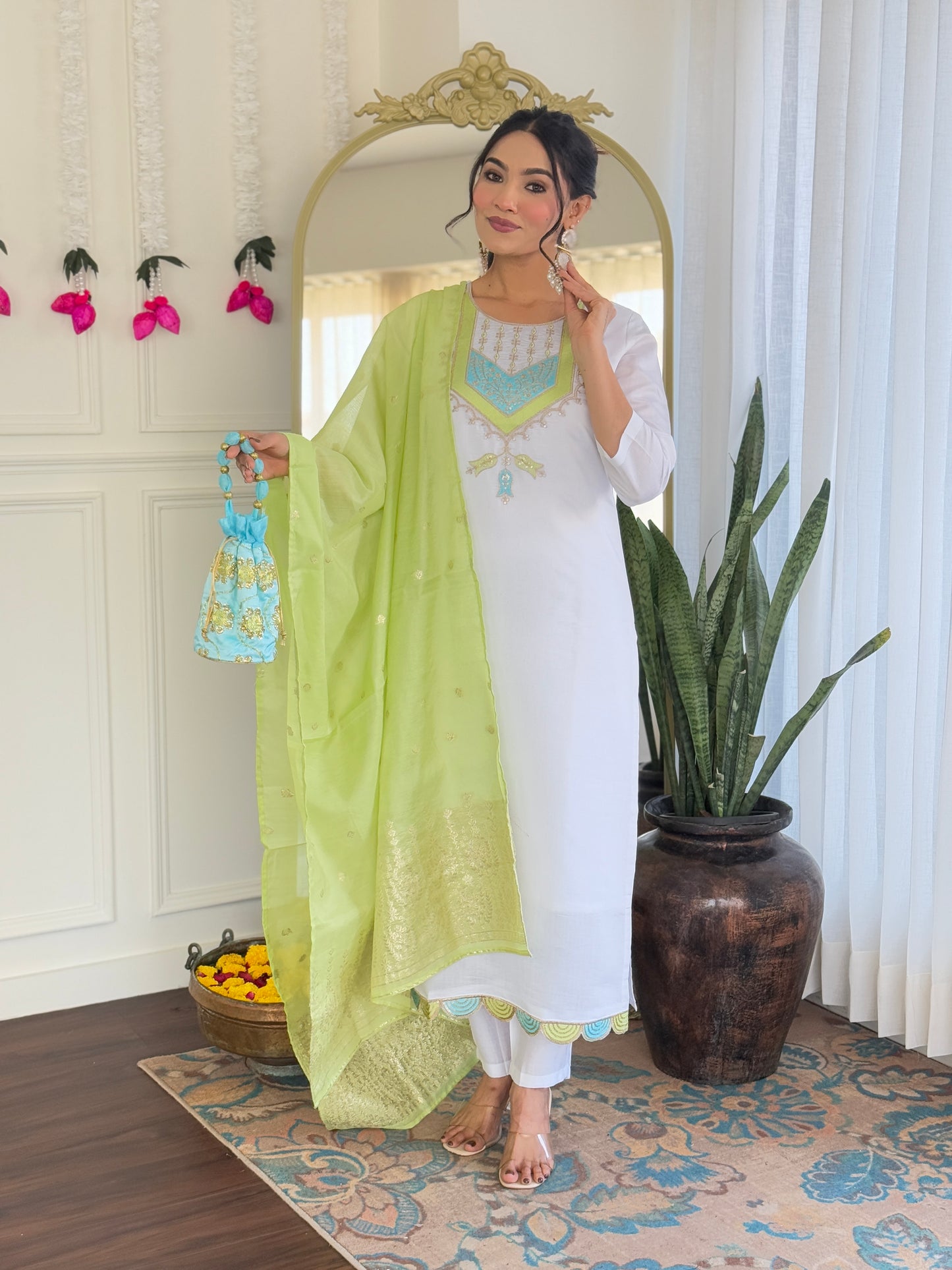 SHIVANGI Chanderi Jaquard Kurti Set