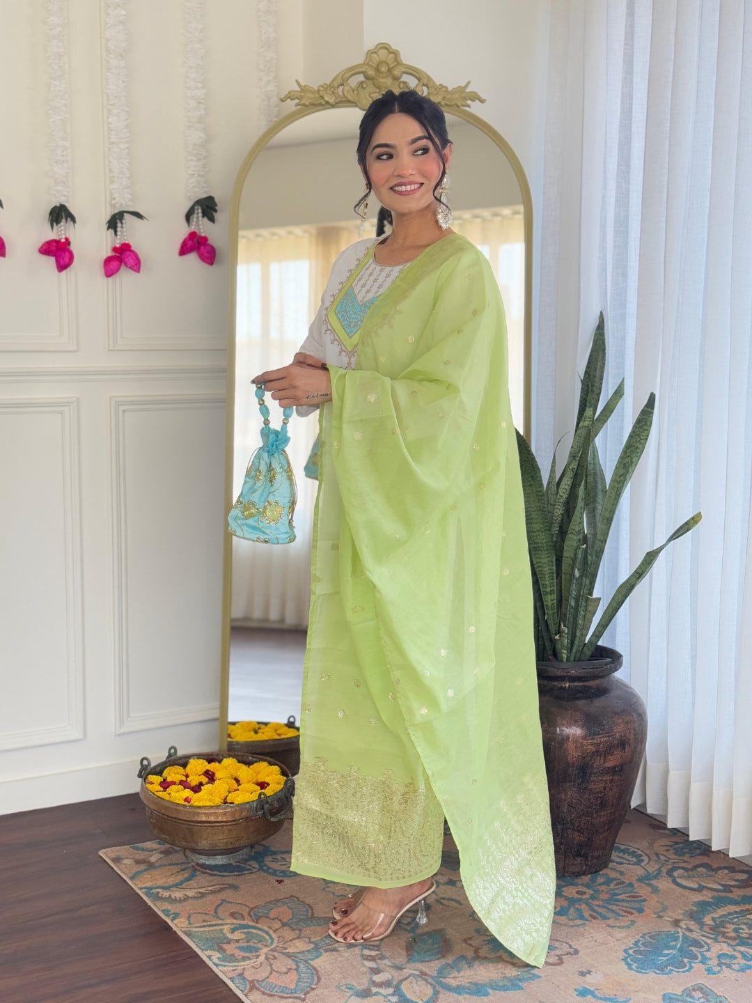 SHIVANGI Chanderi Jaquard Kurti Set