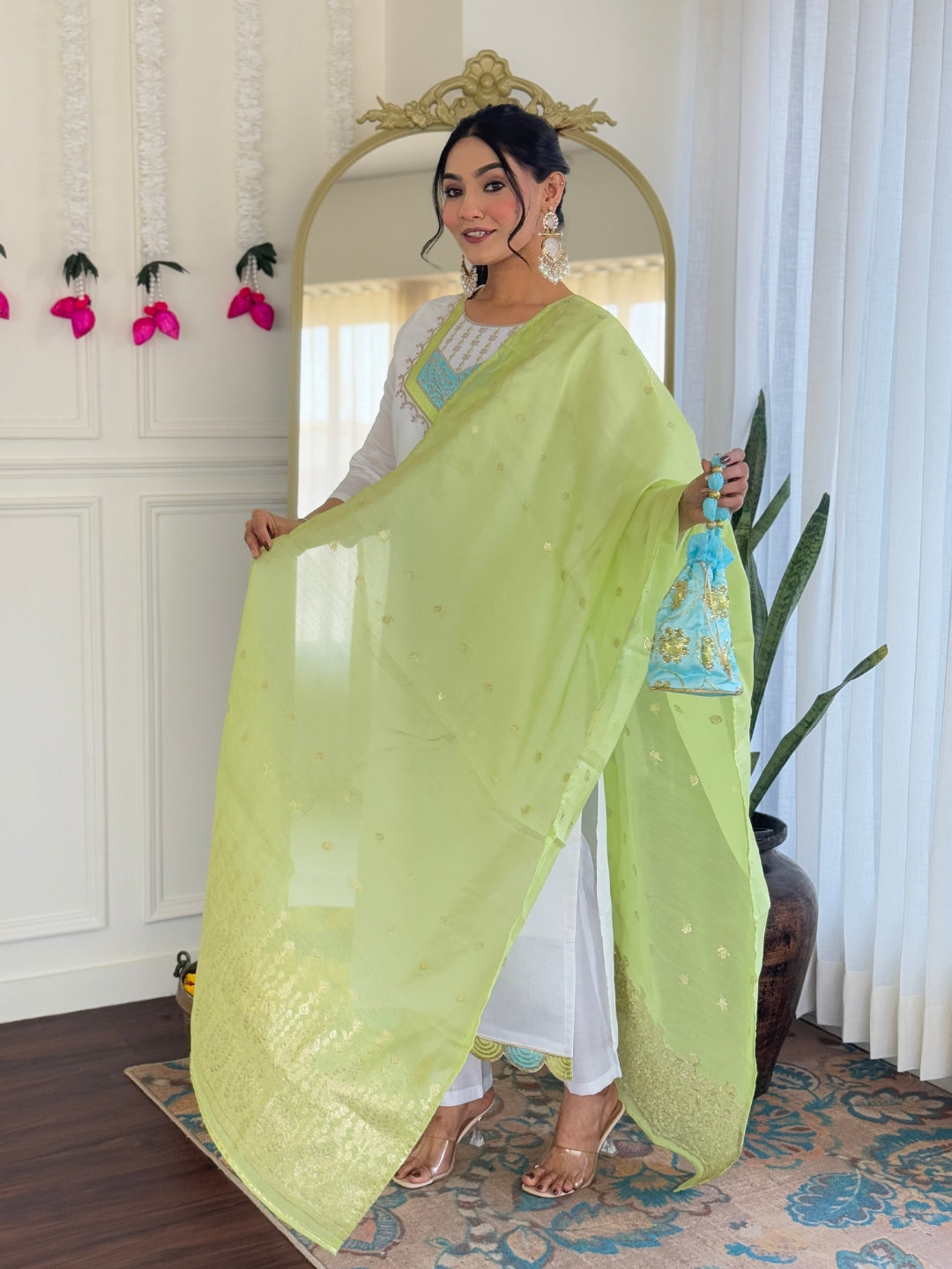SHIVANGI Chanderi Jaquard Kurti Set