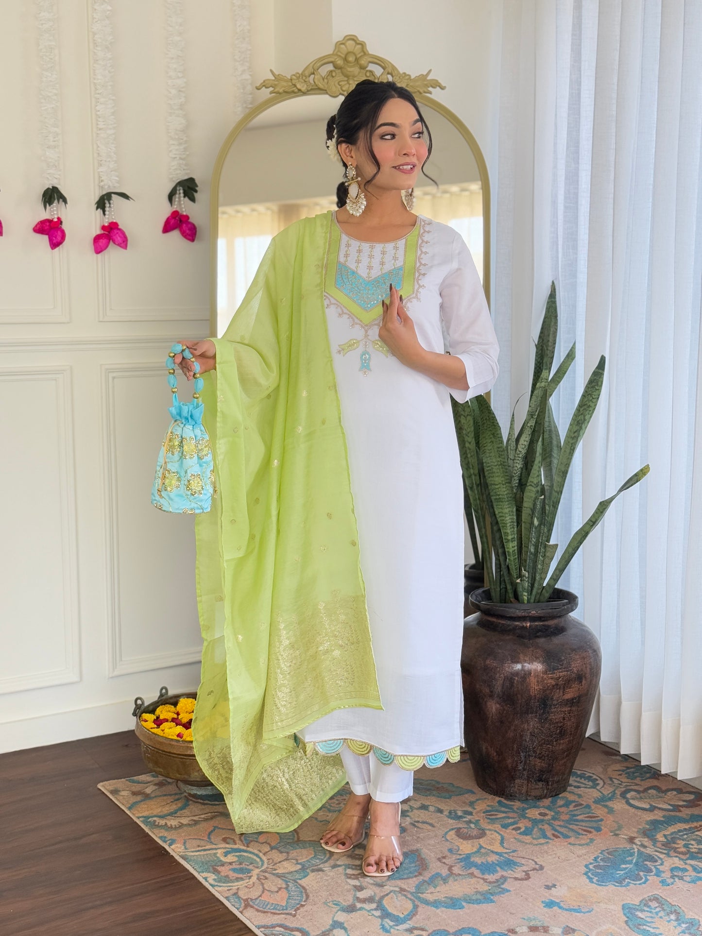 SHIVANGI Chanderi Jaquard Kurti Set
