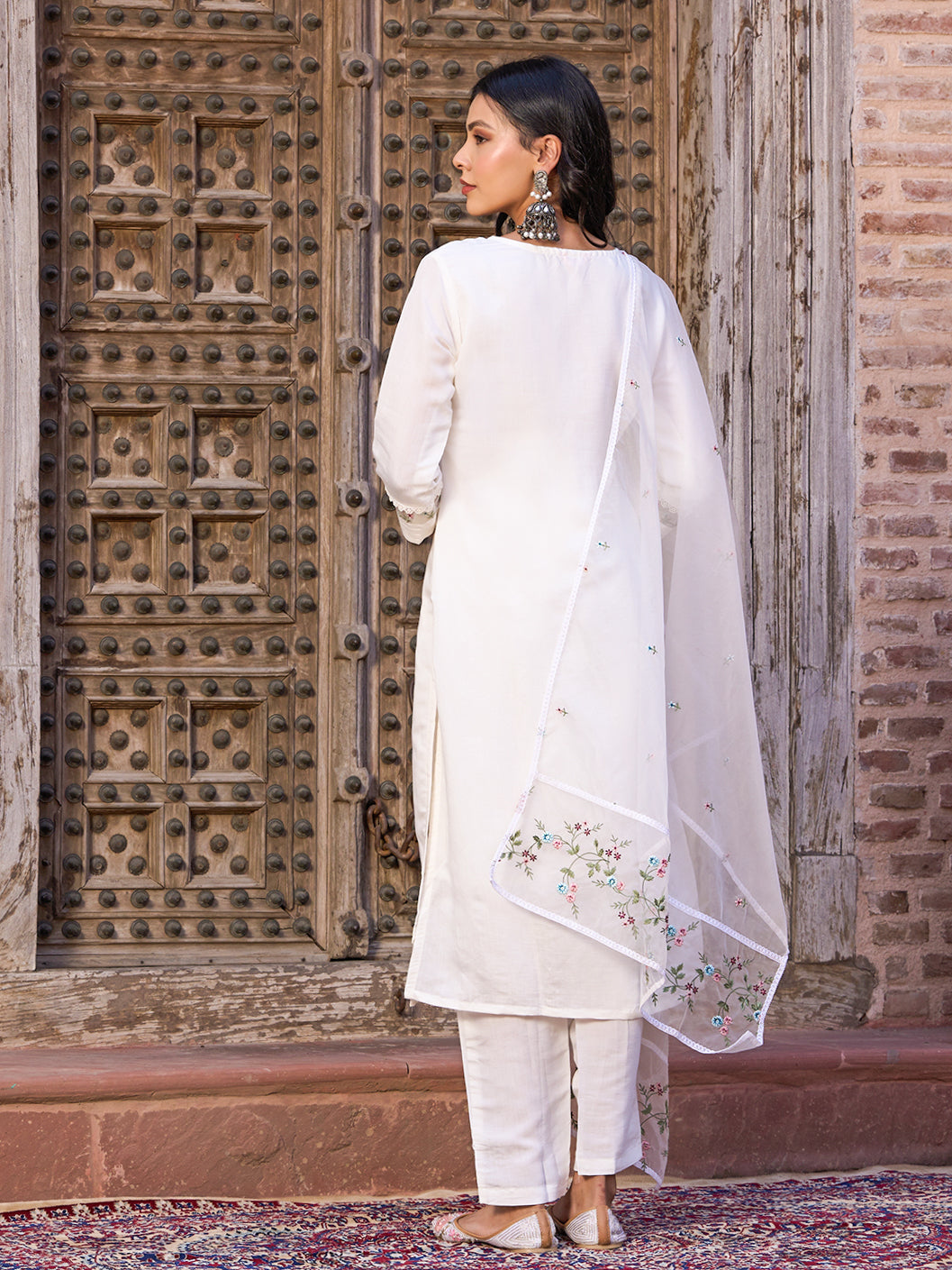 VIDYA Chanderi Organza Kurti Set