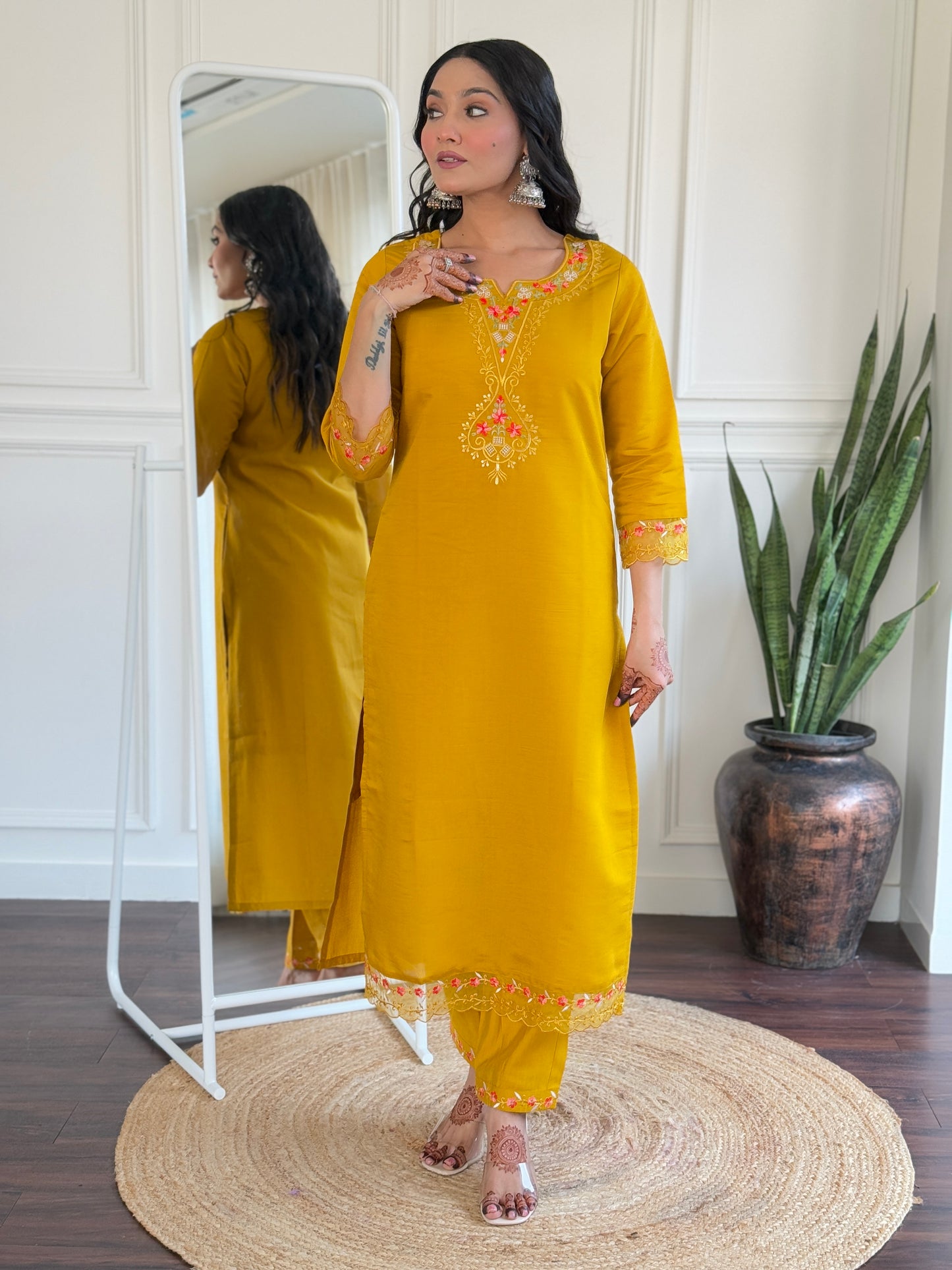 YASHVI Chanderi Organza Kurti Set