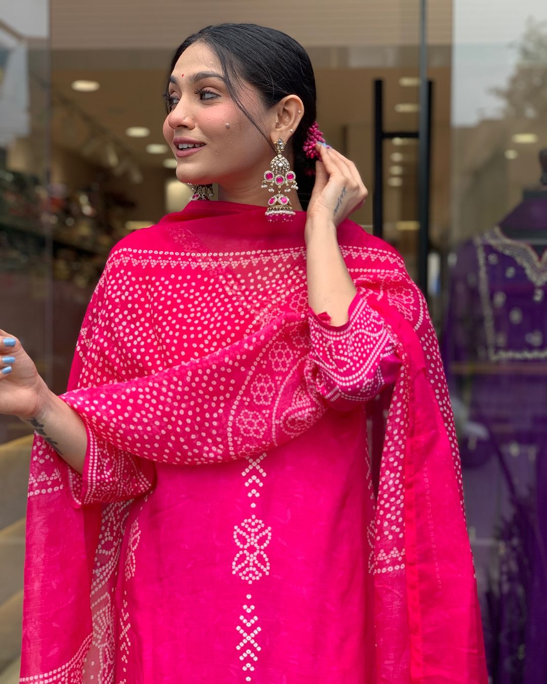 Crepe Chinon Festive Kurti Set
