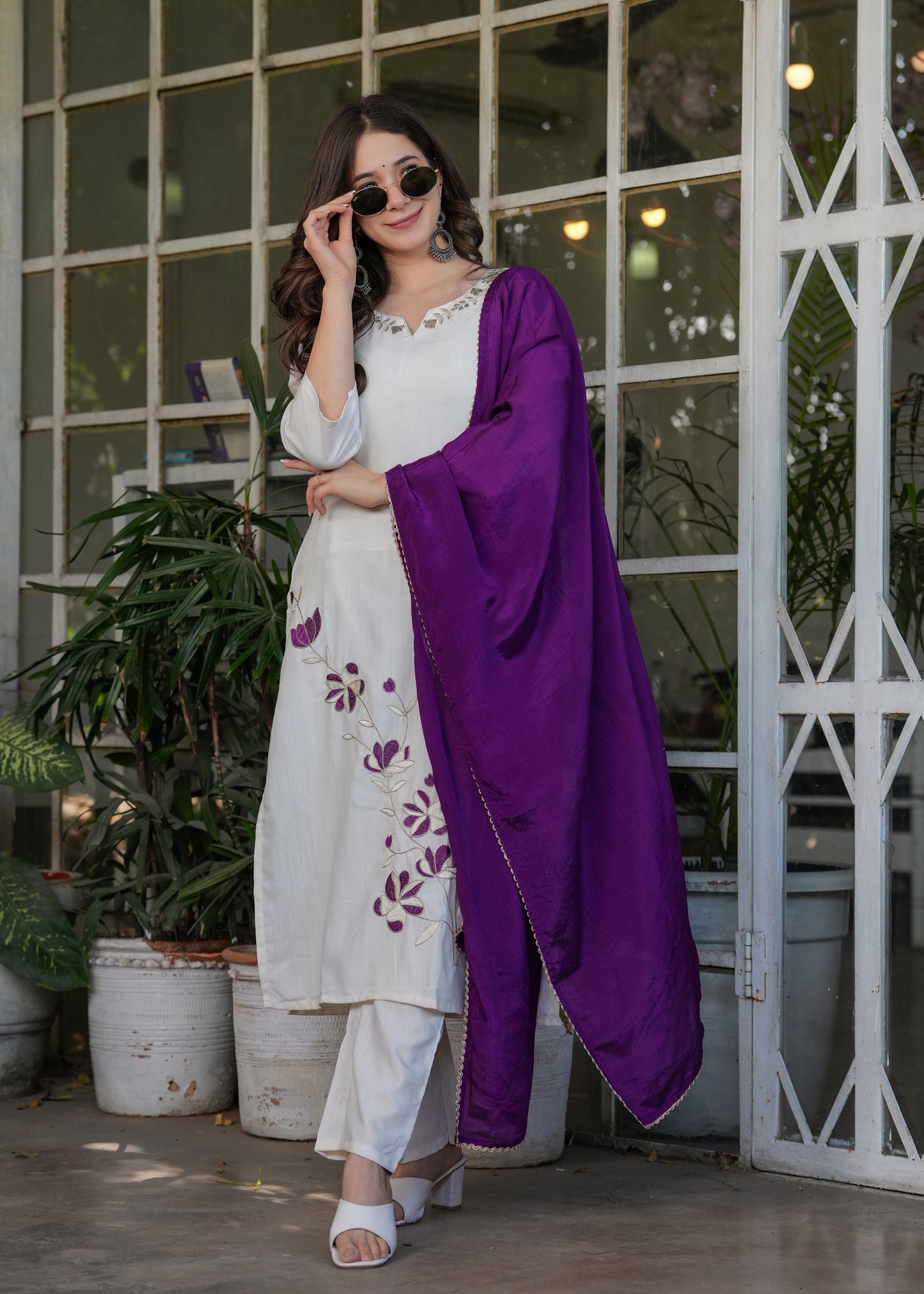 Rayon Chinon Festive Kurti Set