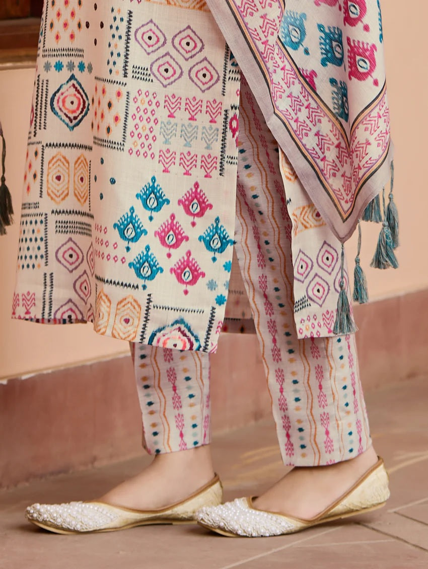 Reha Cotton Chanderi Kurti Set