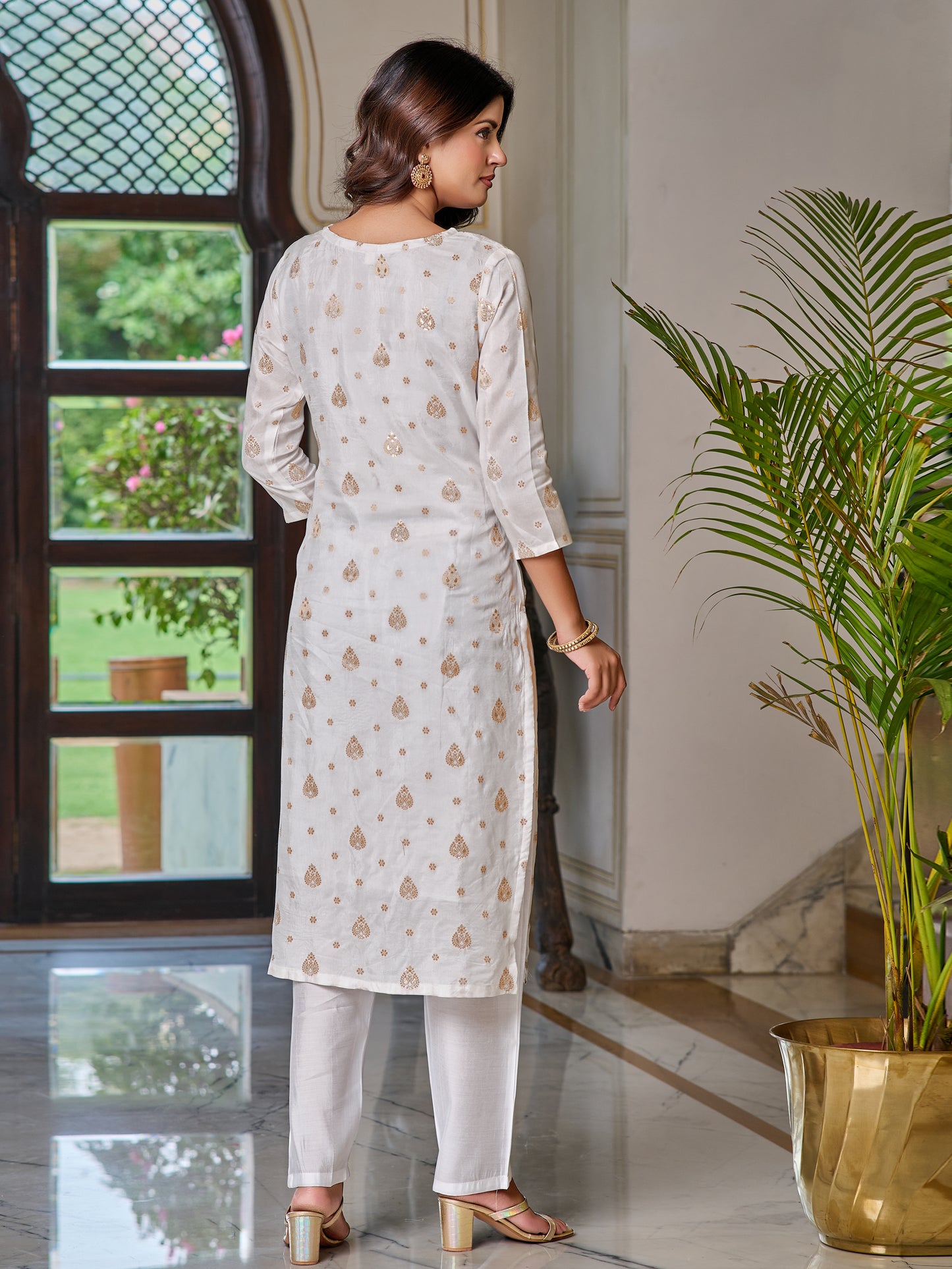 White Designer Kurti Set