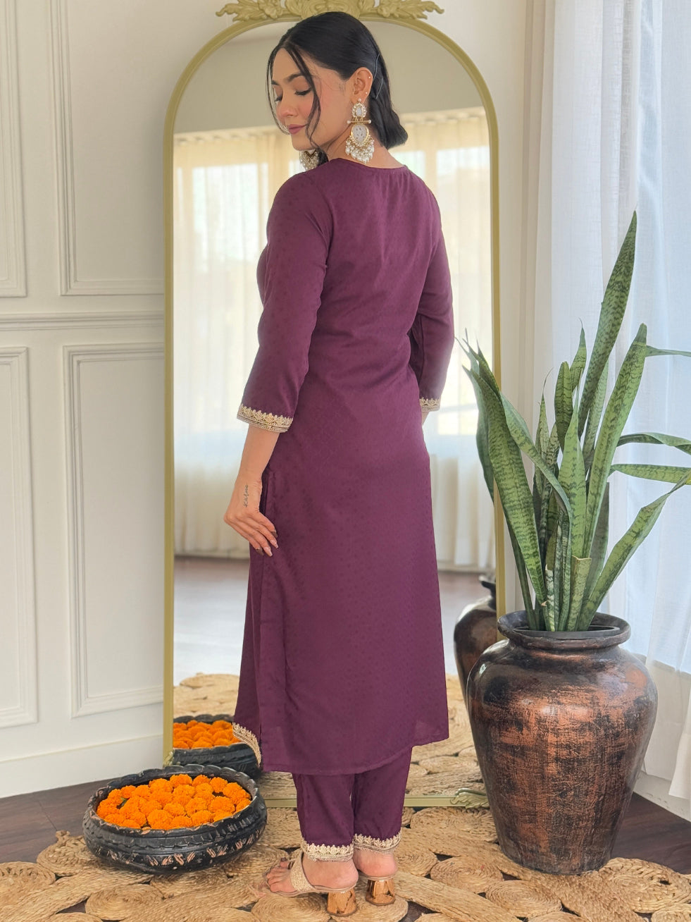 Wine Designer Kurti Set