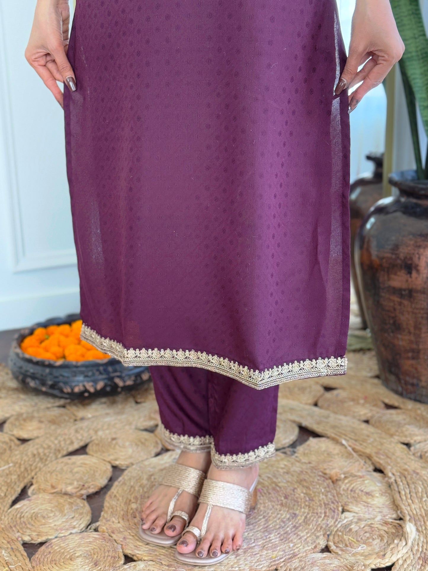Wine Designer Kurti Set