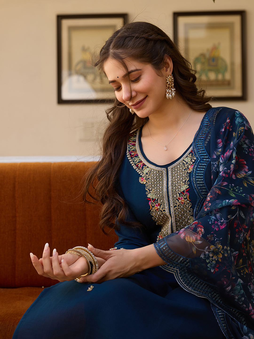 Chanderi Organza Tabby Kurti Set