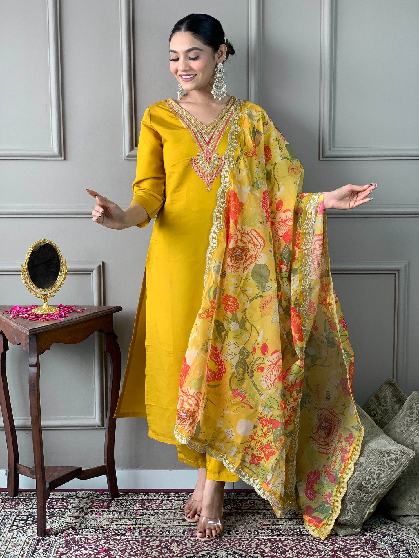 Elegant Chanderi Kurti Set