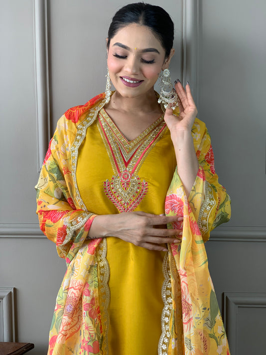Elegant Chanderi Kurti Set