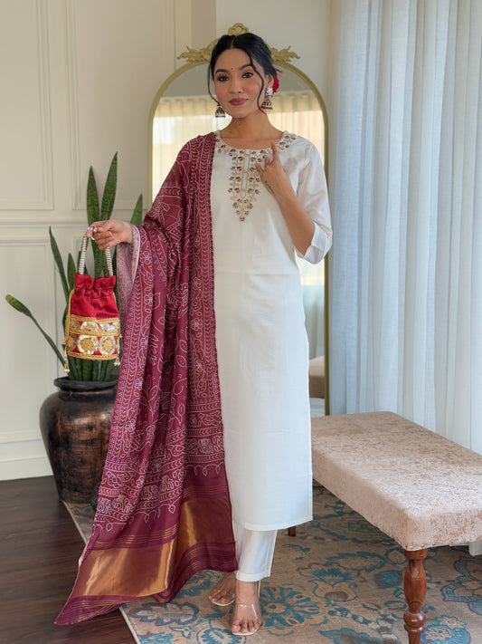 MANVI Silk Festive Kurti Set