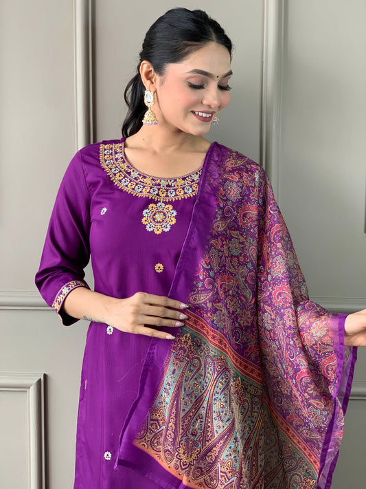 NISHA Rayon Organza Kurti Set