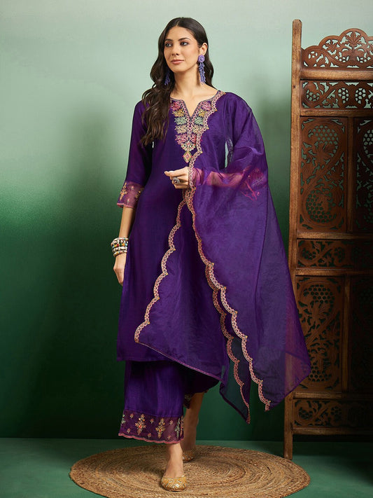 RADHIKA Chanderi Organza Kurti Set