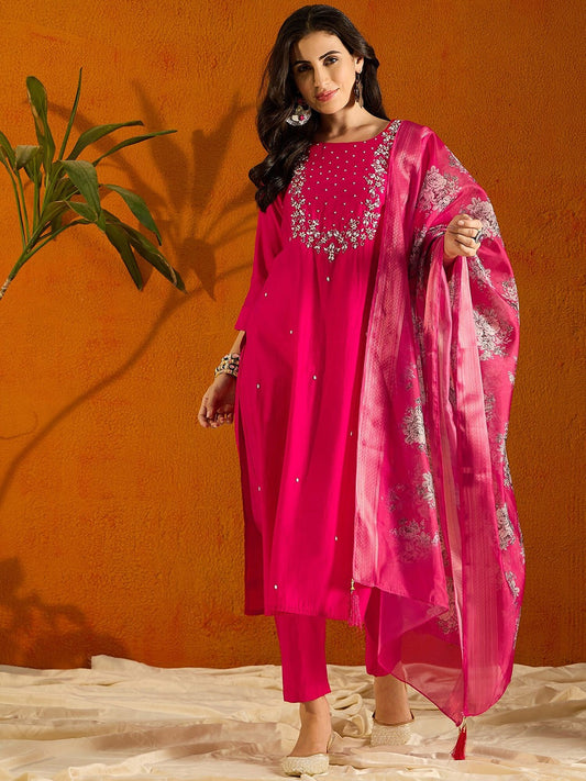 RAVIYA Chanderi Jacquard Kurti Set