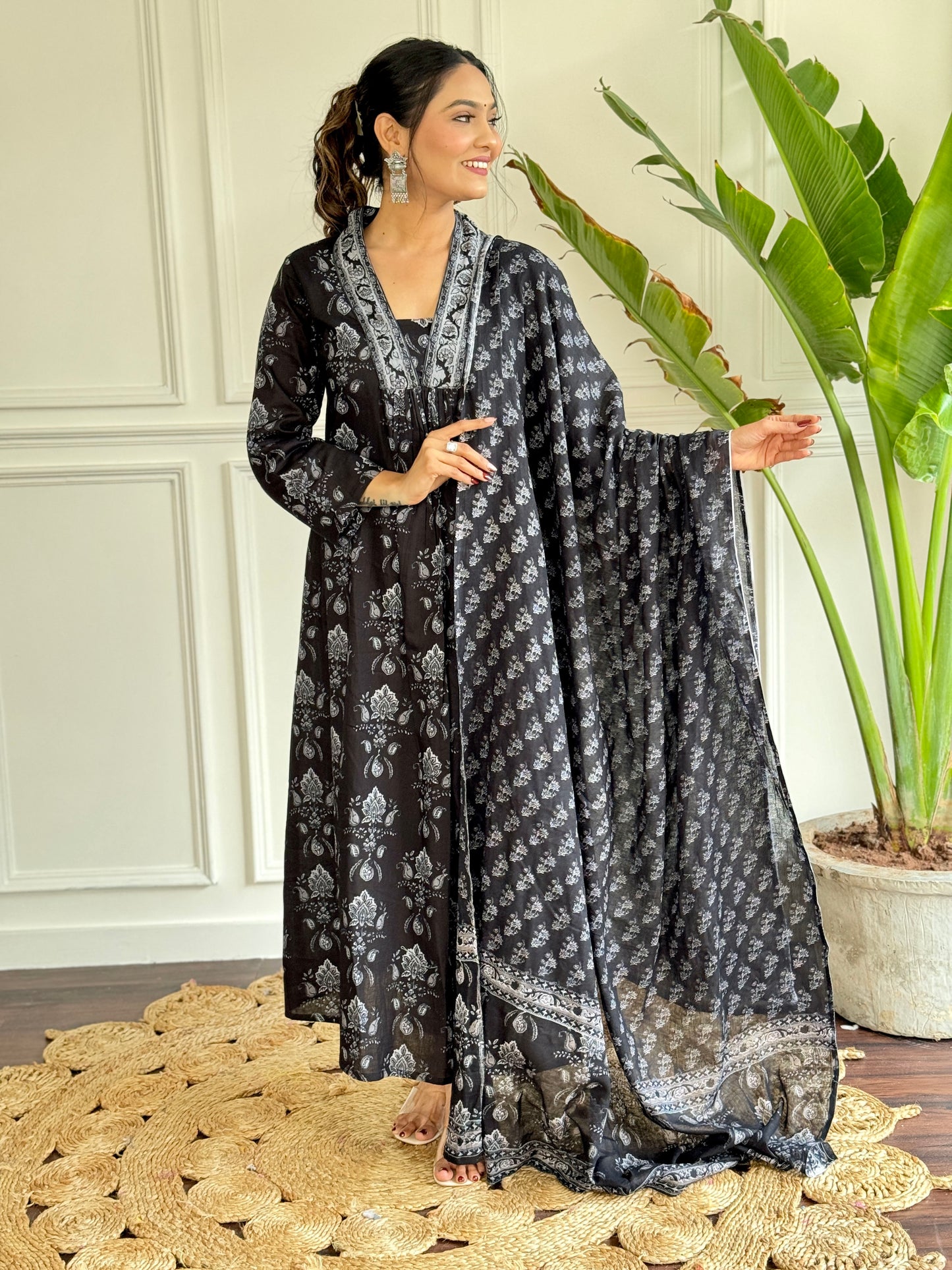 Cotton Chanderi Festive Kurti Set