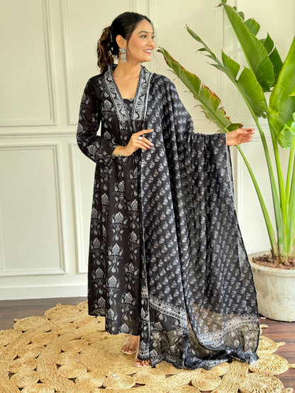 Cotton Chanderi Festive Kurti Set