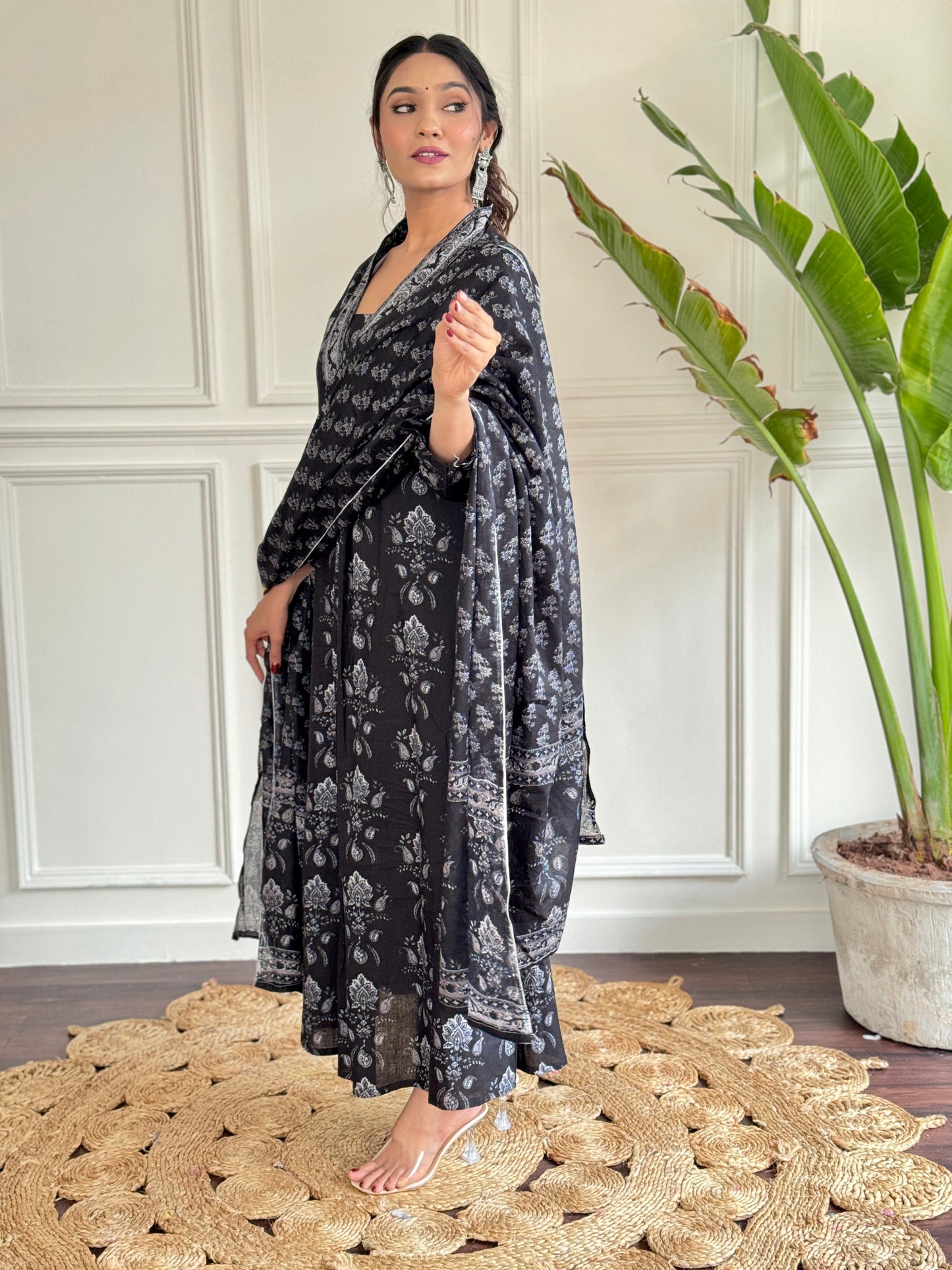 Cotton Chanderi Festive Kurti Set