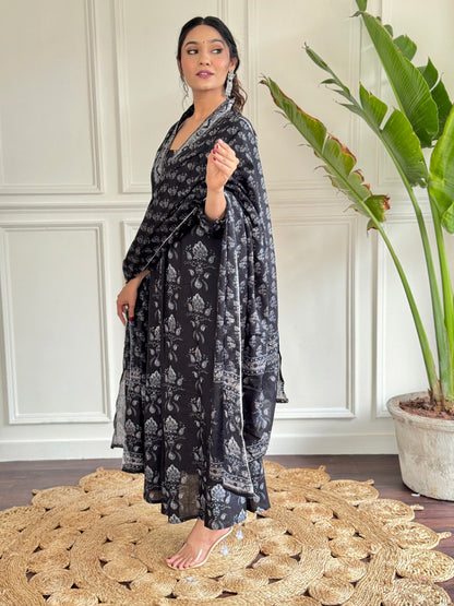 Cotton Chanderi Festive Kurti Set