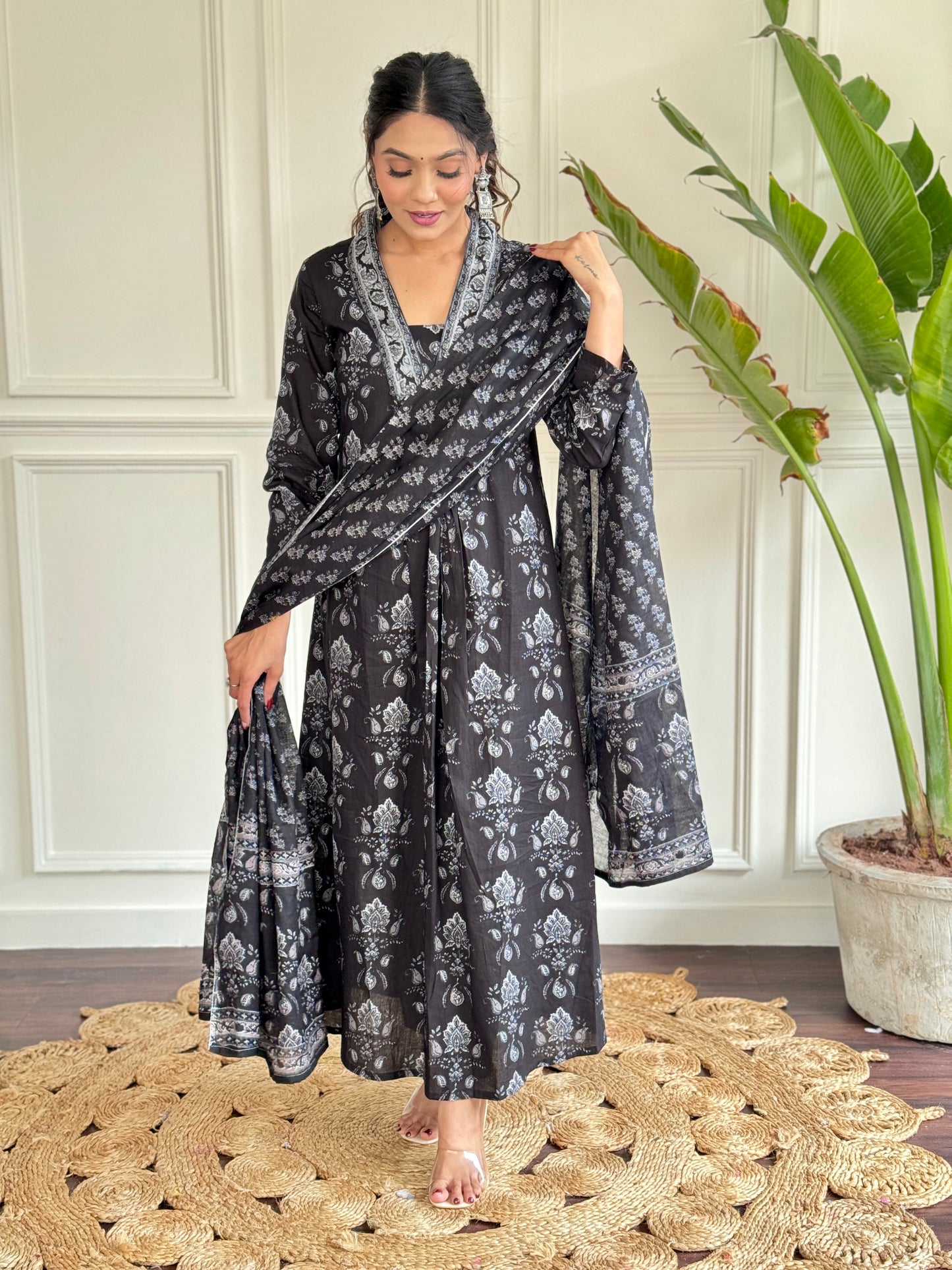 Cotton Chanderi Festive Kurti Set