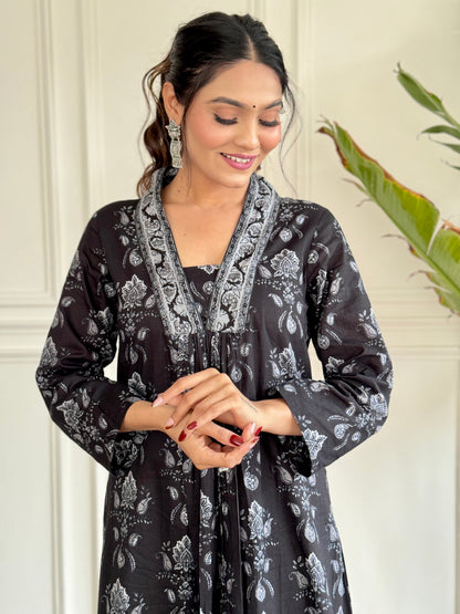 Cotton Chanderi Festive Kurti Set