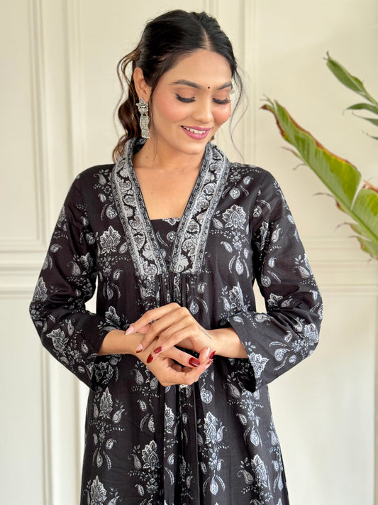 Cotton Chanderi Festive Kurti Set