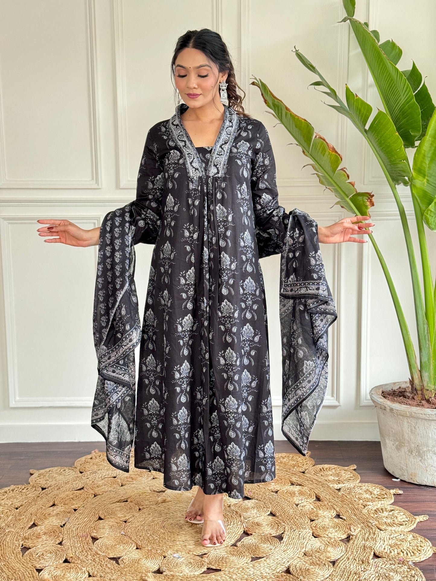 Cotton Chanderi Festive Kurti Set