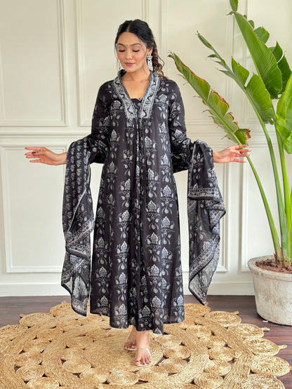Cotton Chanderi Festive Kurti Set