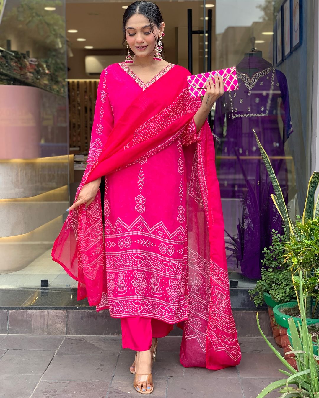 Crepe Chinon Festive Kurti Set