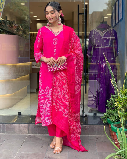 Crepe Chinon Festive Kurti Set